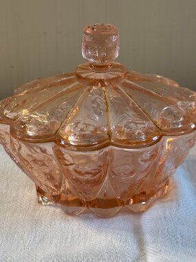 Vintage Pink Glassware Candy/ Serving Dish with Lid